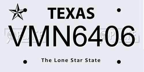 VMN6406 Texas License Plate