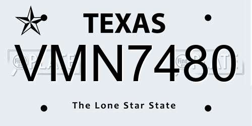 VMN7480 Texas License Plate