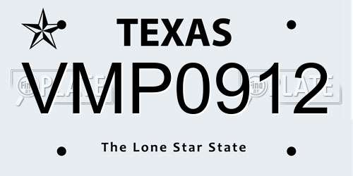VMP0912 Texas License Plate