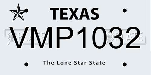VMP1032 Texas License Plate