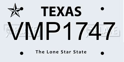 VMP1747 Texas License Plate