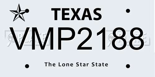 VMP2188 Texas License Plate