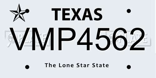 VMP4562 Texas License Plate