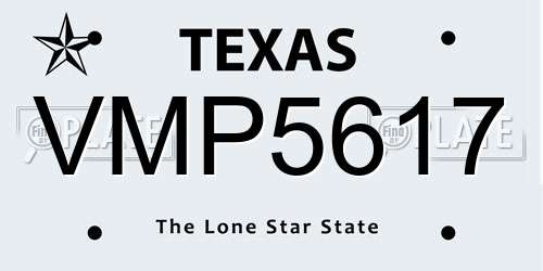 VMP5617 Texas License Plate