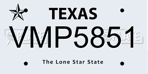 VMP5851 Texas License Plate