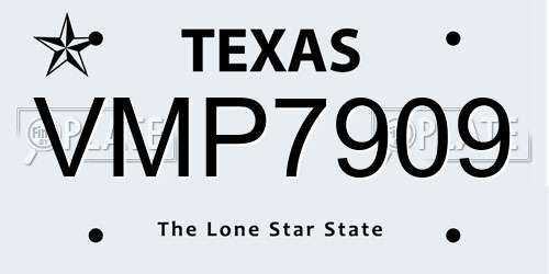VMP7909 Texas License Plate