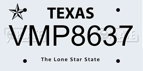 VMP8637 Texas License Plate