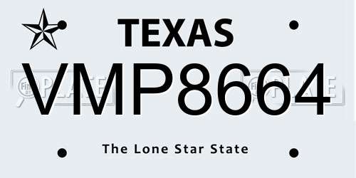VMP8664 Texas License Plate