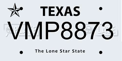 VMP8873 Texas License Plate