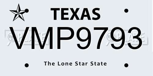 VMP9793 Texas License Plate