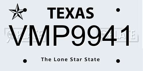 VMP9941 Texas License Plate