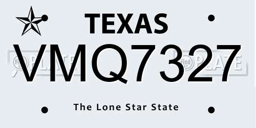VMQ7327 Texas License Plate
