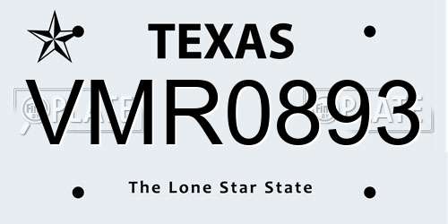 VMR0893 Texas License Plate