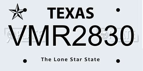 VMR2830 Texas License Plate