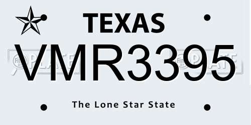 VMR3395 Texas License Plate