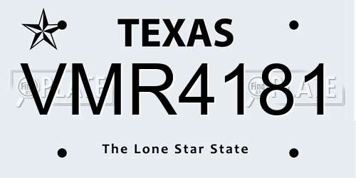 VMR4181 Texas License Plate