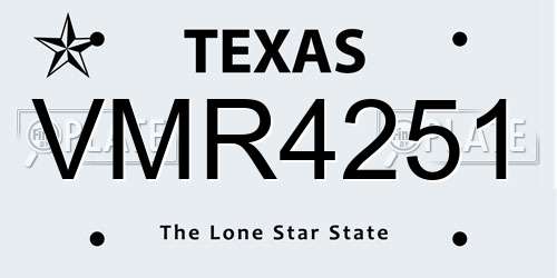 VMR4251 Texas License Plate