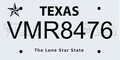 VMR8476 Texas License Plate