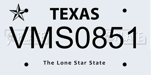 VMS0851 Texas License Plate
