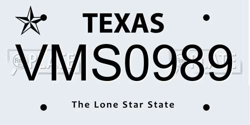 VMS0989 Texas License Plate