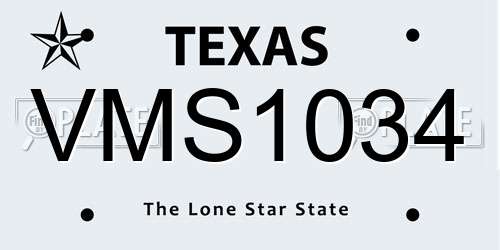 VMS1034 Texas License Plate