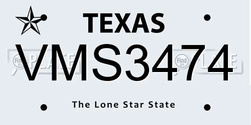 VMS3474 Texas License Plate