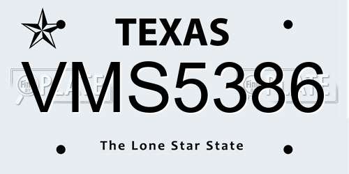 VMS5386 Texas License Plate