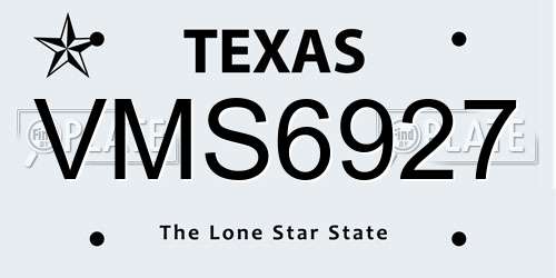 VMS6927 Texas License Plate