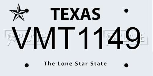 VMT1149 Texas License Plate