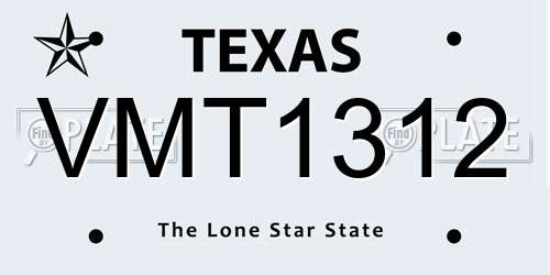 VMT1312 Texas License Plate