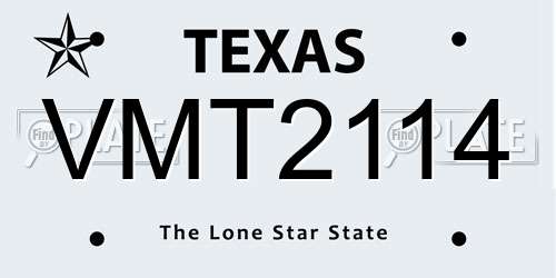 VMT2114 Texas License Plate
