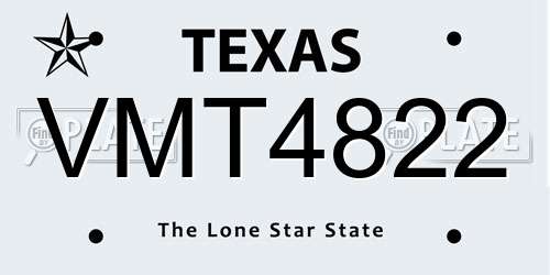 VMT4822 Texas License Plate