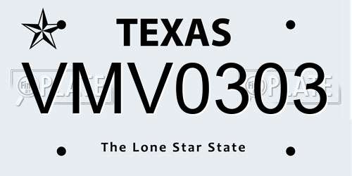 VMV0303 Texas License Plate