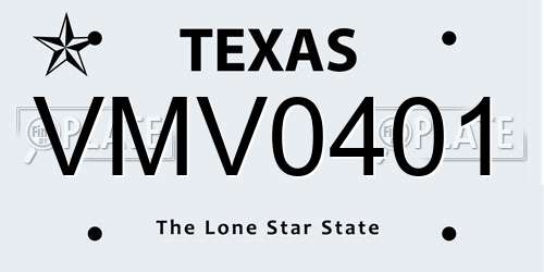VMV0401 Texas License Plate