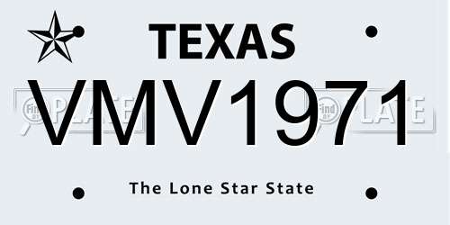 VMV1971 Texas License Plate