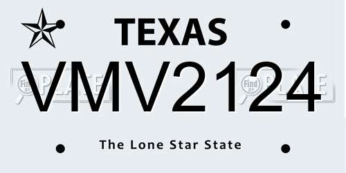 VMV2124 Texas License Plate