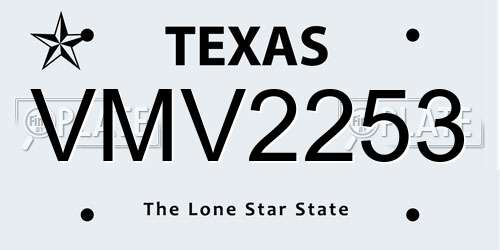 VMV2253 Texas License Plate