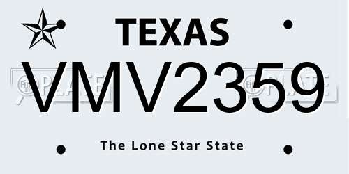VMV2359 Texas License Plate