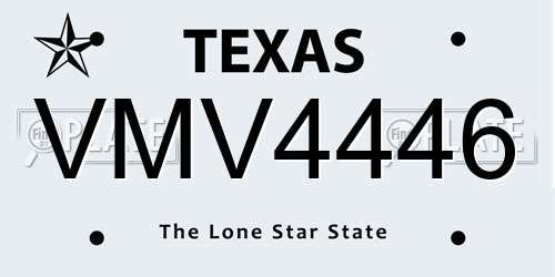 VMV4446 Texas License Plate