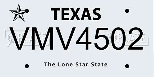 VMV4502 Texas License Plate
