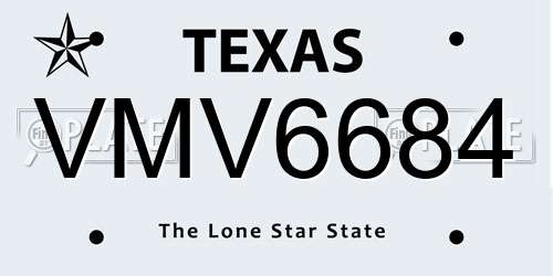 VMV6684 Texas License Plate