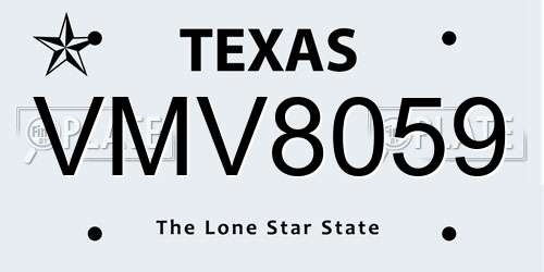 VMV8059 Texas License Plate