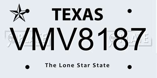 VMV8187 Texas License Plate