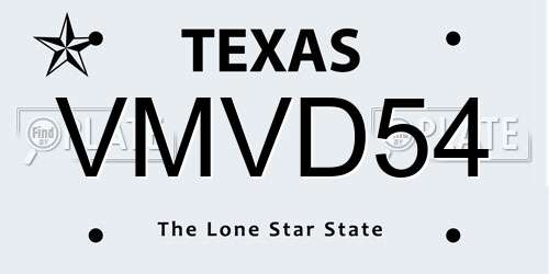 VMVD54 Texas License Plate
