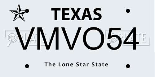 VMVO54 Texas License Plate