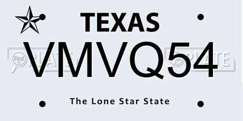 VMVQ54 Texas License Plate