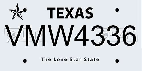 VMW4336 Texas License Plate