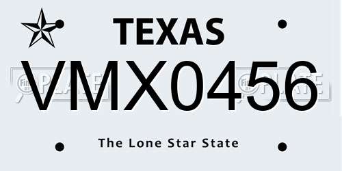 VMX0456 Texas License Plate