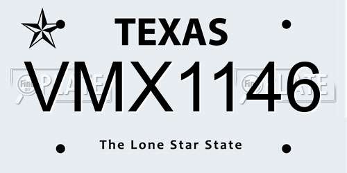 VMX1146 Texas License Plate