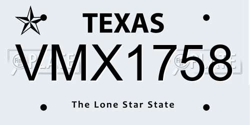 VMX1758 Texas License Plate